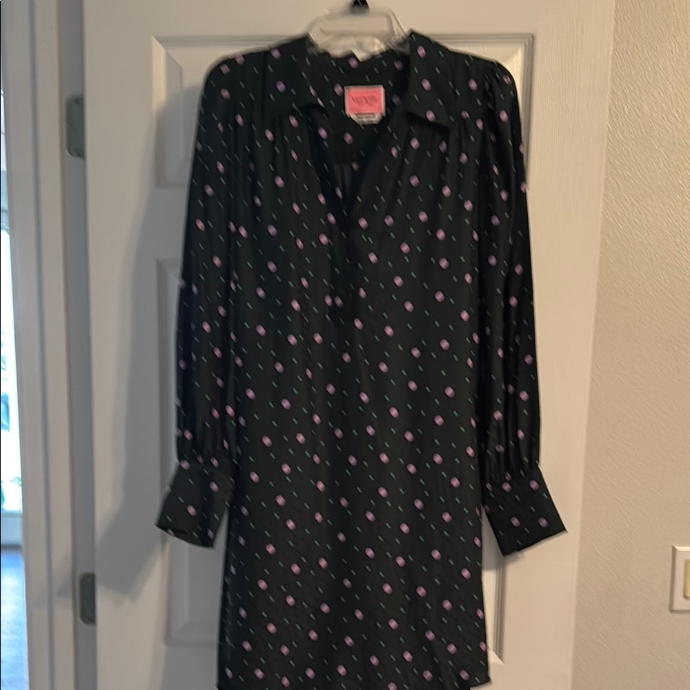 Elegant Black and Pink Polka Dot Dress